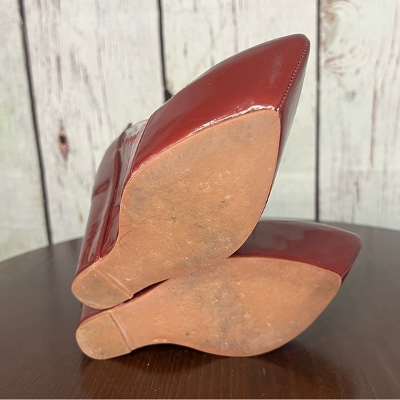 JEFFREY CAMPBELL AUDREY - TWO burgundy 6” wedge patent PU Platforms 6.5 Trending - Picture 7 of 16